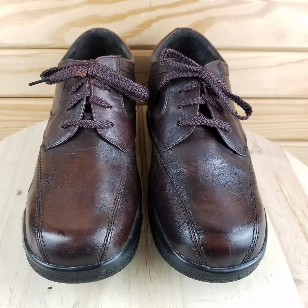 Apex B2060M Brown Leather Comfort Casual Shoes Lace-up Oxfords Men's 10 US